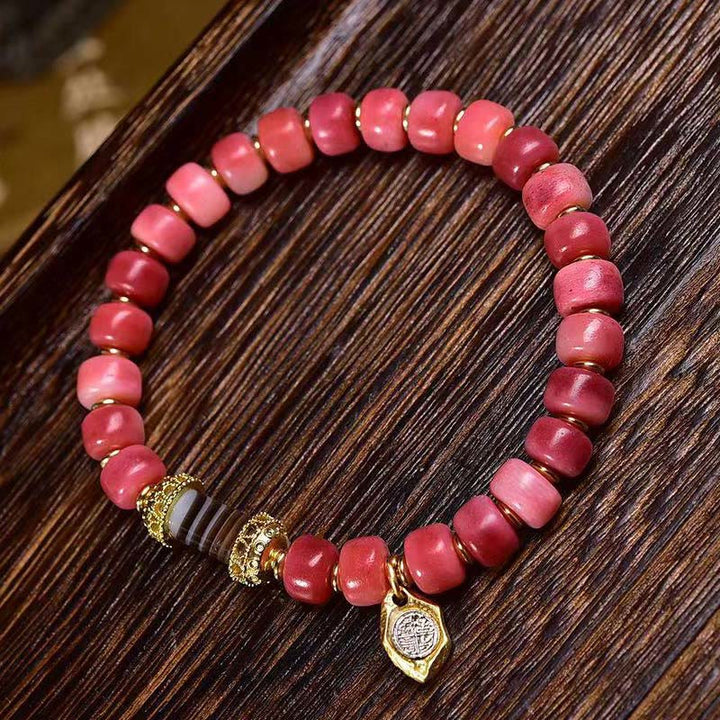 Buddha Stones Tibetan Camel Bone Red Agate Luck Bracelet - image 7