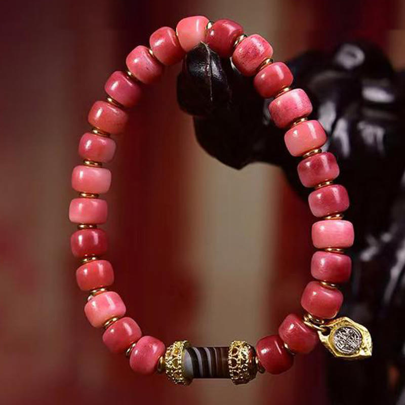 Buddha Stones Tibetan Camel Bone Red Agate Luck Bracelet - image 9
