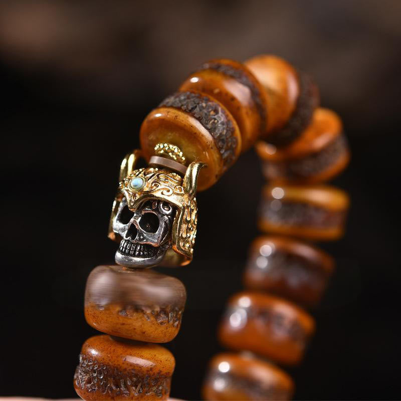 Buddha Stones Vintage Tibetan Bone Beads Skull Balance Bracelet - image 1