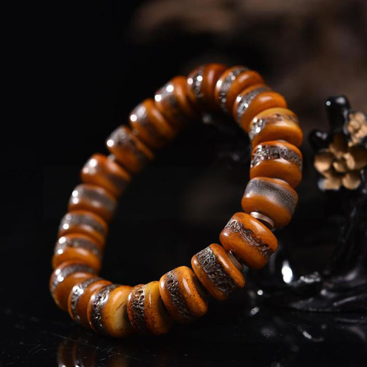 Buddha Stones Vintage Tibetan Bone Beads Skull Balance Bracelet - image 4