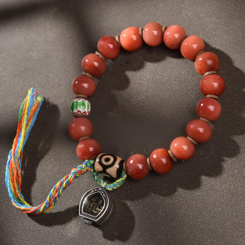 Buddha Stones Vintage Tibetan Camel Bone Tassel Luck Bracelet - A Style With Tassel(Wrist Circumference: 5.51-6.29 in(14-16 cm)) - image 0