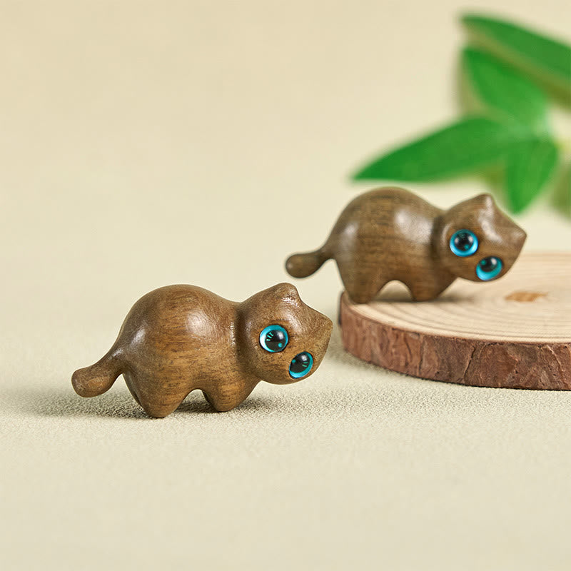 Buddha Stones Mini Cute Stretching Cat Carved Soothing Desk Decoration - image 4