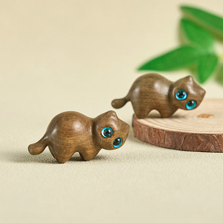 Buddha Stones Mini Cute Stretching Cat Carved Soothing Desk Decoration - image 4