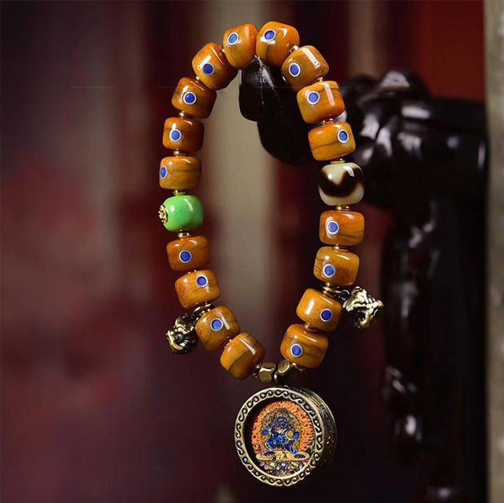 Buddha Stones Vintage Tibetan Bone Beads Braided Rope Positive Balance Bracelet - image 2
