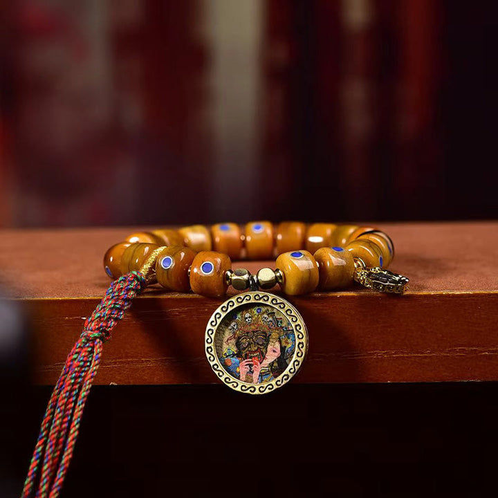 Buddha Stones Vintage Tibetan Bone Beads Braided Rope Positive Balance Bracelet - image 11
