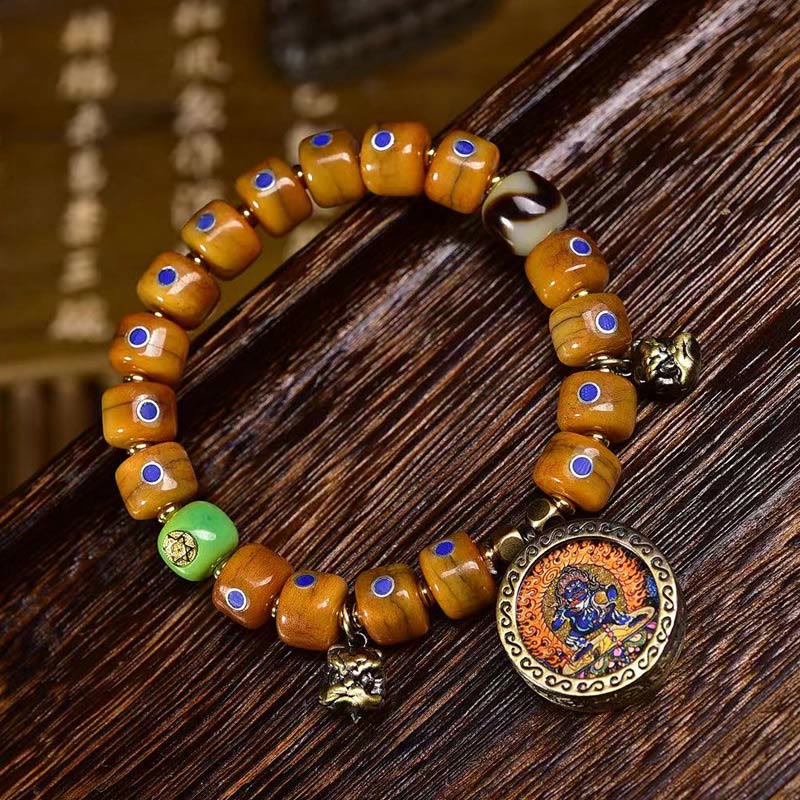 Buddha Stones Vintage Tibetan Bone Beads Braided Rope Positive Balance Bracelet - image 1