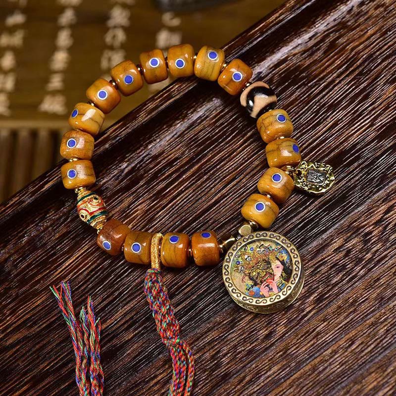 Buddha Stones Vintage Tibetan Bone Beads Braided Rope Positive Balance Bracelet - B Style(Bead Size: 0.39*0.31 in(1.0*0.8 cm)) - image 9
