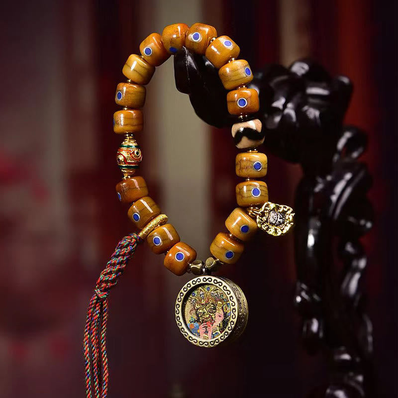Buddha Stones Vintage Tibetan Bone Beads Braided Rope Positive Balance Bracelet - image 13