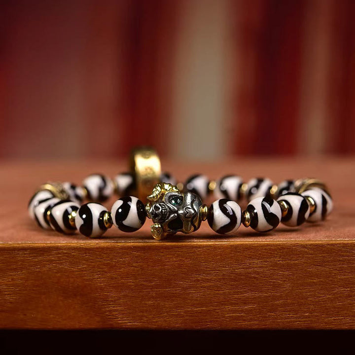 Buddha Stones Vintage Tibetan Dzi Bead Om Mani Padme Hum Blessings Bracelet - image 2