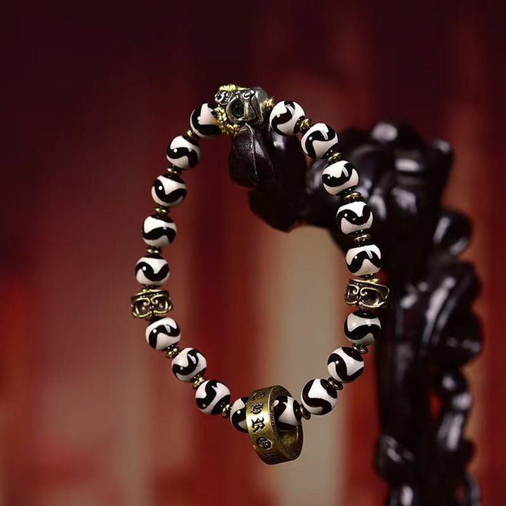 Buddha Stones Vintage Tibetan Dzi Bead Om Mani Padme Hum Blessings Bracelet - image 3