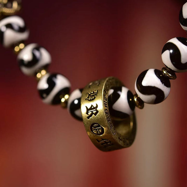 Buddha Stones Vintage Tibetan Dzi Bead Om Mani Padme Hum Blessings Bracelet - image 4