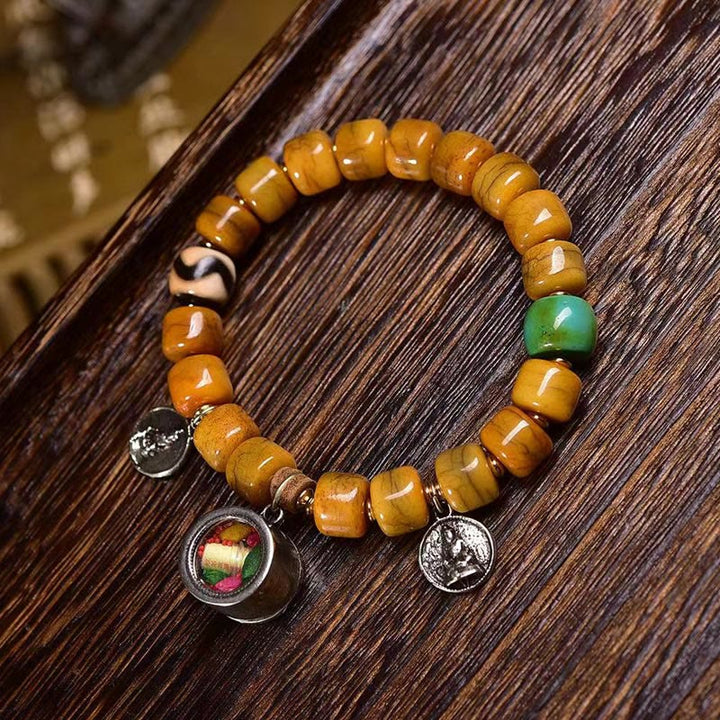 Buddha Stones Vintage Tibetan Bone Beads Dzi Bead Cute Fox Balance Bracelet - image 7