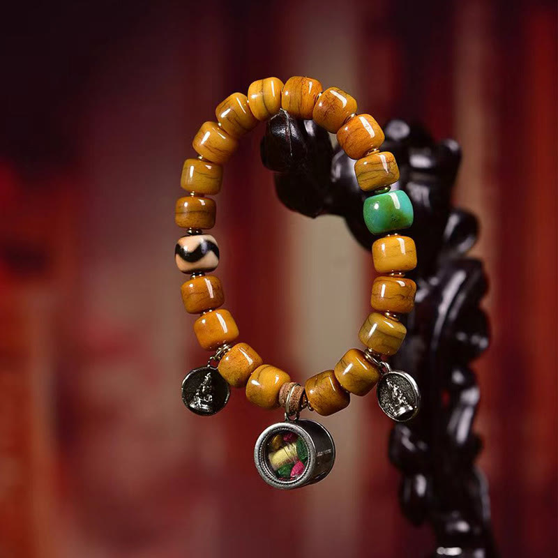 Buddha Stones Vintage Tibetan Bone Beads Dzi Bead Cute Fox Balance Bracelet - image 9