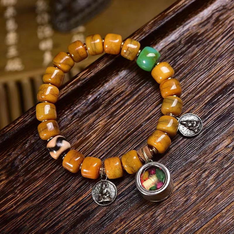 Buddha Stones Vintage Tibetan Bone Beads Dzi Bead Cute Fox Balance Bracelet - A Style(Bead Size: 0.39*0.31 in(1*0.8 cm)) - image 6