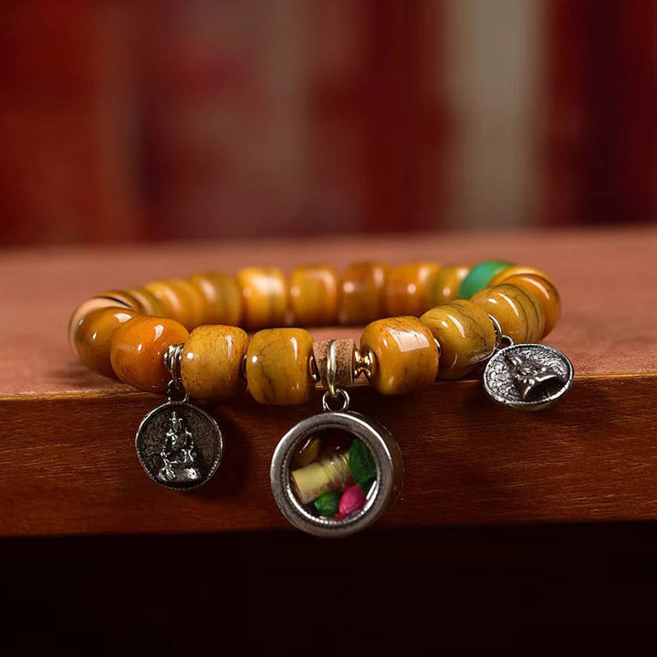 Buddha Stones Vintage Tibetan Bone Beads Dzi Bead Cute Fox Balance Bracelet - image 8