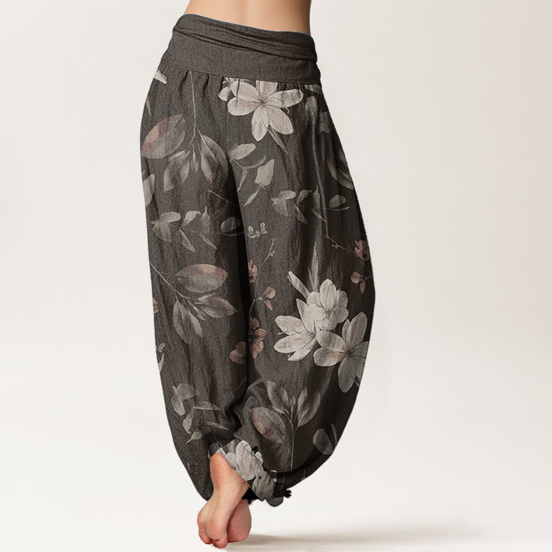 Buddha Stones Pure Cotton Casual Floral Leaves Women's Elastic Waist Harem Pants - image 7