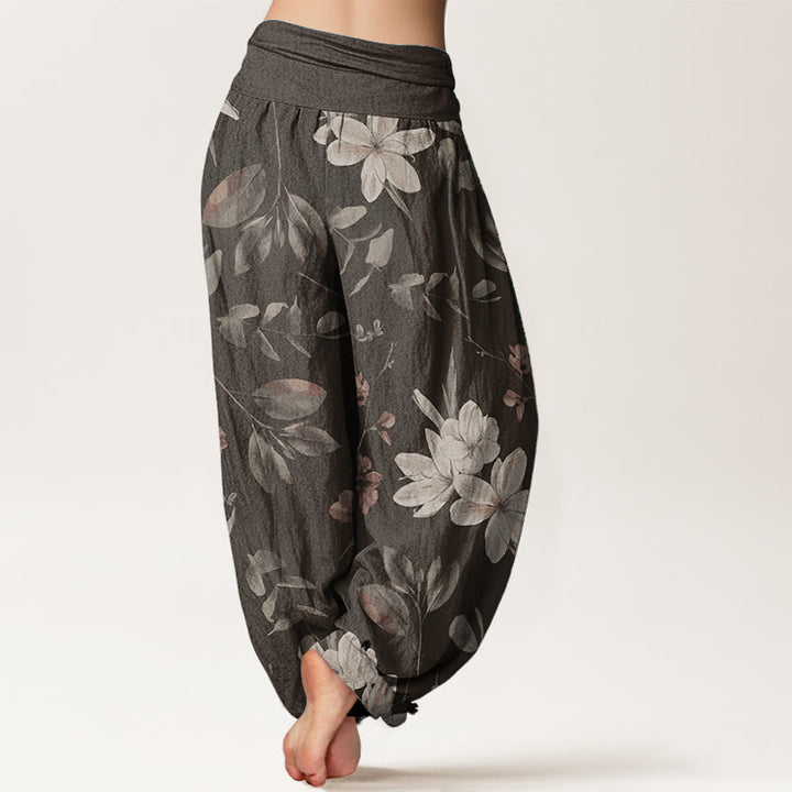 Buddha Stones Pure Cotton Casual Floral Leaves Women's Elastic Waist Harem Pants - image 7