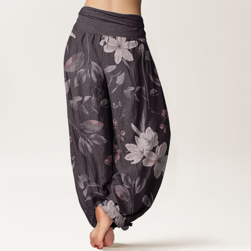 Buddha Stones Pure Cotton Casual Floral Leaves Women's Elastic Waist Harem Pants - image 2