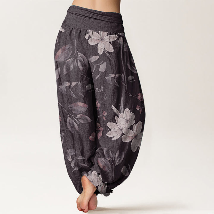 Buddha Stones Pure Cotton Casual Floral Leaves Women's Elastic Waist Harem Pants - image 2