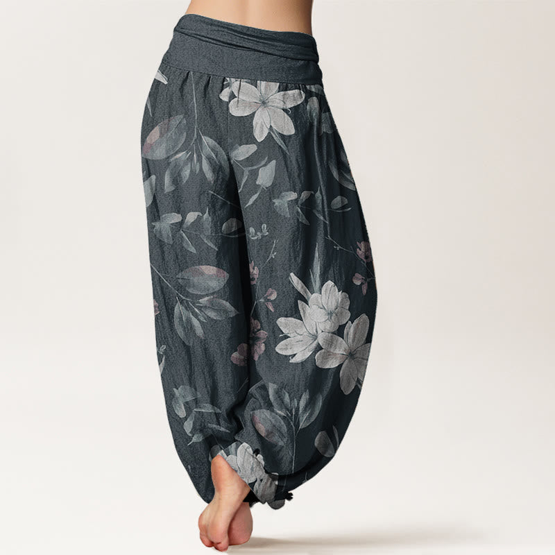 Buddha Stones Pure Cotton Casual Floral Leaves Women's Elastic Waist Harem Pants - image 10