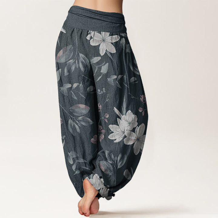 Buddha Stones Pure Cotton Casual Floral Leaves Women's Elastic Waist Harem Pants - image 10