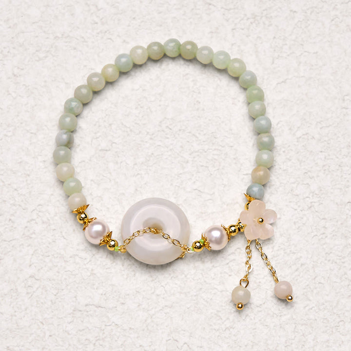 Buddha Stones Jade Peace Buckle Beads Flower Prosperity Bracelet - image 4