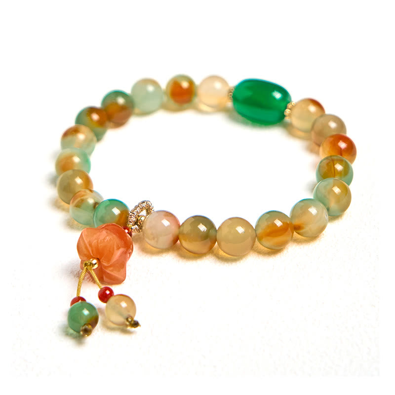 Buddha Stones Natural Colorful Peacock Agate Butterfly Peace Buckle Lily Of The Valley Support Bracelet - image 14