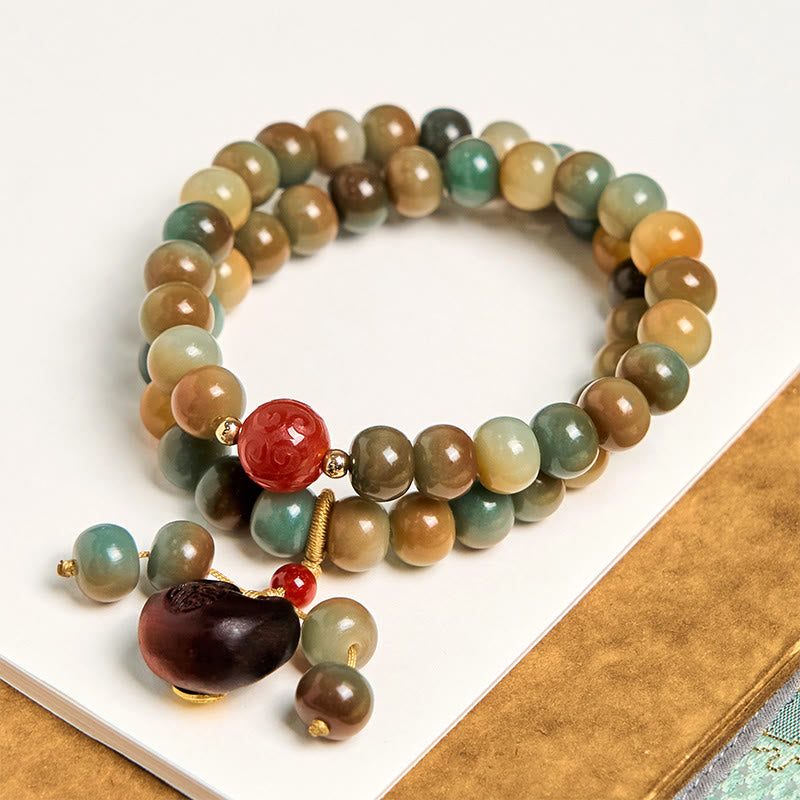 Buddha Stones Colorful Bodhi Seed Harmony Double Wrap Bracelet - image 1
