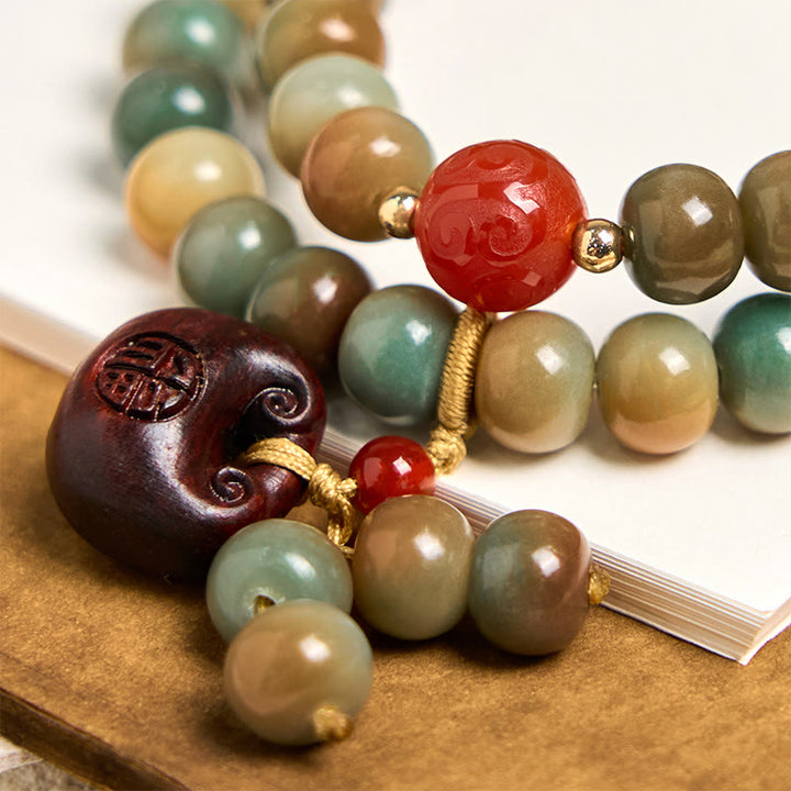 Buddha Stones Colorful Bodhi Seed Harmony Double Wrap Bracelet - image 2