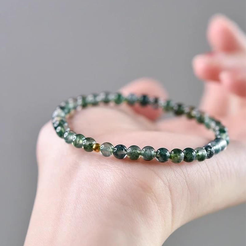 Buddha Stones Moss Agate Lucky Bead Soothing Bracelet - image 2