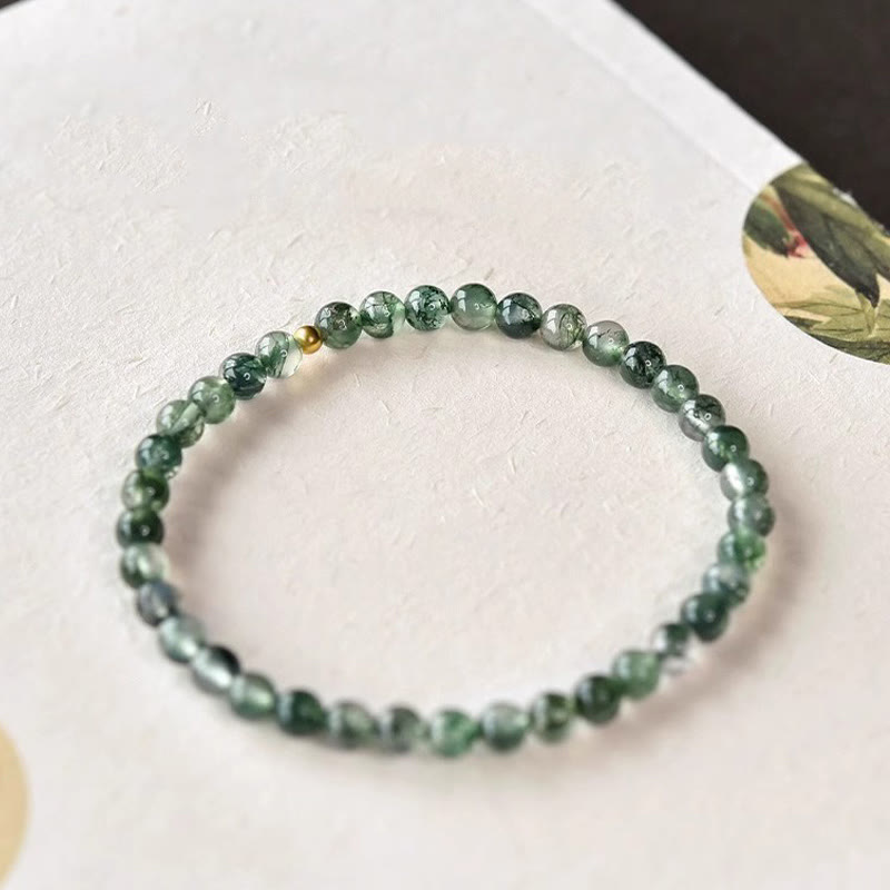 Buddha Stones Moss Agate Lucky Bead Soothing Bracelet - image 1