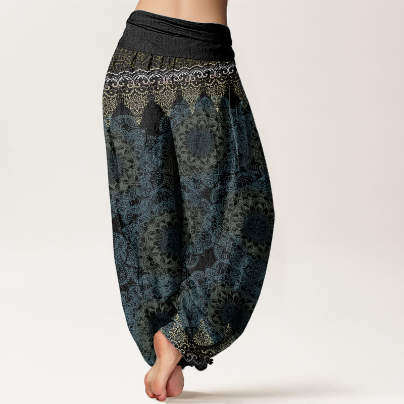 Buddha Stones Pure Cotton Triangular Mandala Patterns Women's Elastic Waist Harem Pants - image 10