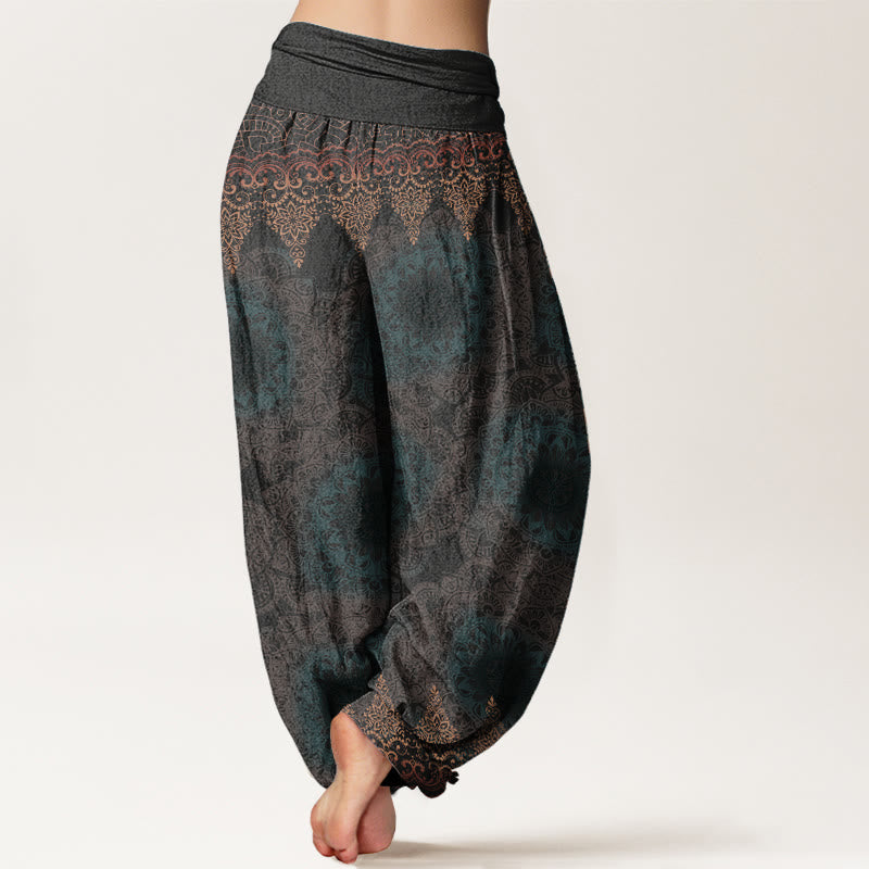 Buddha Stones Pure Cotton Triangular Mandala Patterns Women's Elastic Waist Harem Pants - image 7