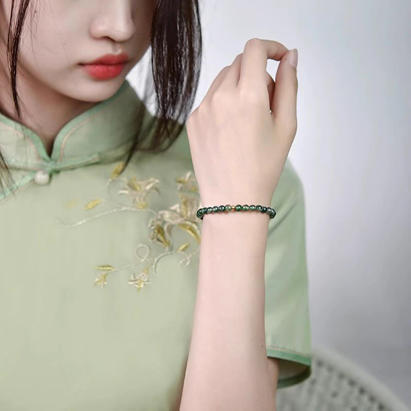 Buddha Stones Moss Agate Lucky Bead Soothing Bracelet - image 4