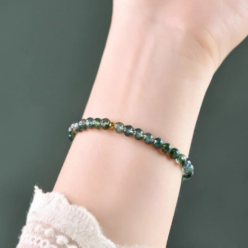 Buddha Stones Moss Agate Lucky Bead Soothing Bracelet - image 3
