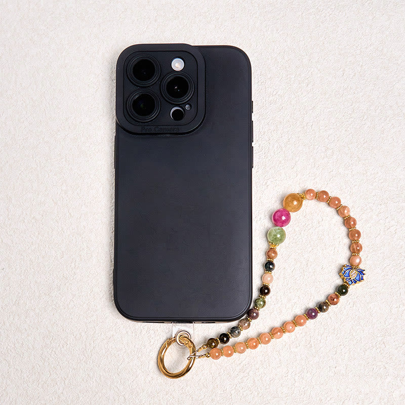 Buddha Stones Tourmaline Sun Stone Lotus Positive Key Chain Phone Hanging Decoration - image 3