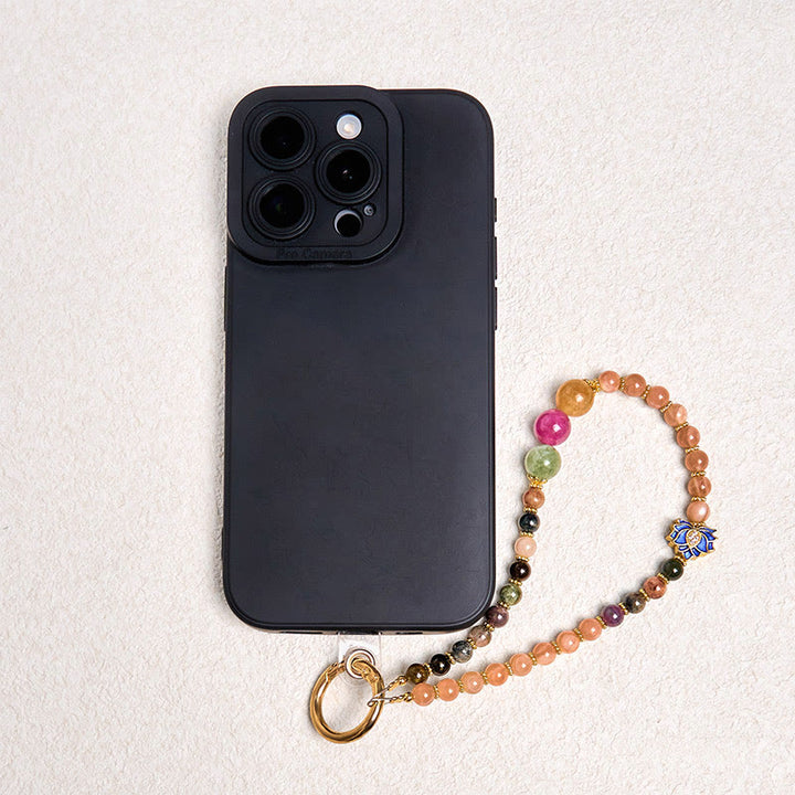 Buddha Stones Tourmaline Sun Stone Lotus Positive Key Chain Phone Hanging Decoration - image 3