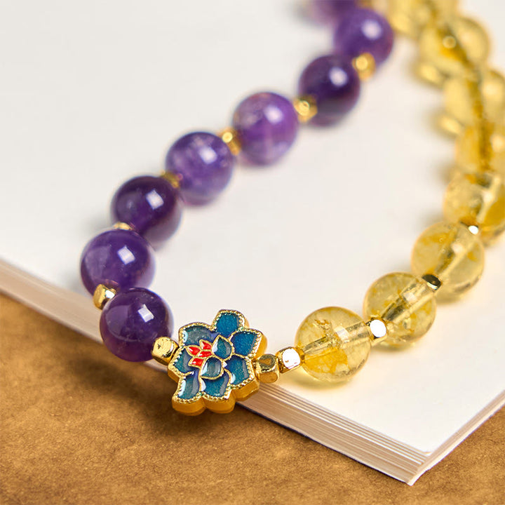 Buddha Stones Natural Amethyst Citrine Healing Key Chain Phone Hanging Decoration - image 2
