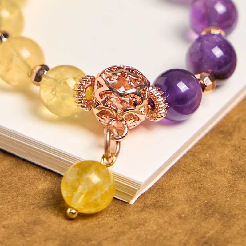 Buddha Stones Natural Amethyst Citrine Bead Healing Key Chain Hanging Decoration - image 2