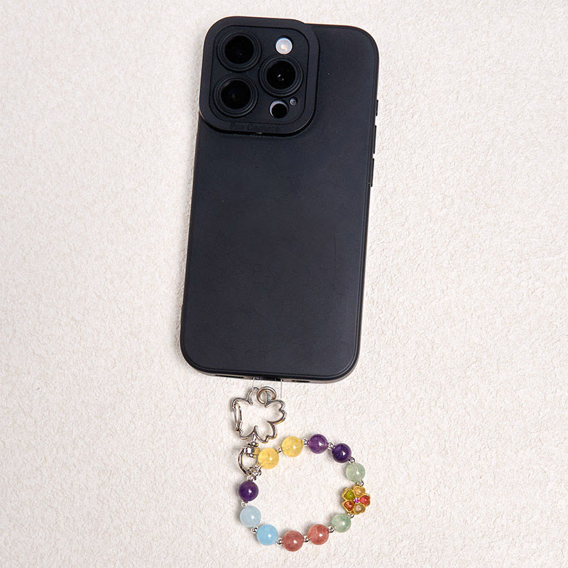 Buddha Stones Natural Strawberry Quartz Amethyst Citrine Aquamarine Flower Key Chain Hanging Decoration - image 4