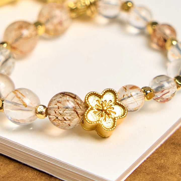 Buddha Stones Natural Super Seven Crystal Plum Blossom Spiritual Chain Bag Hanging Decoration - image 3