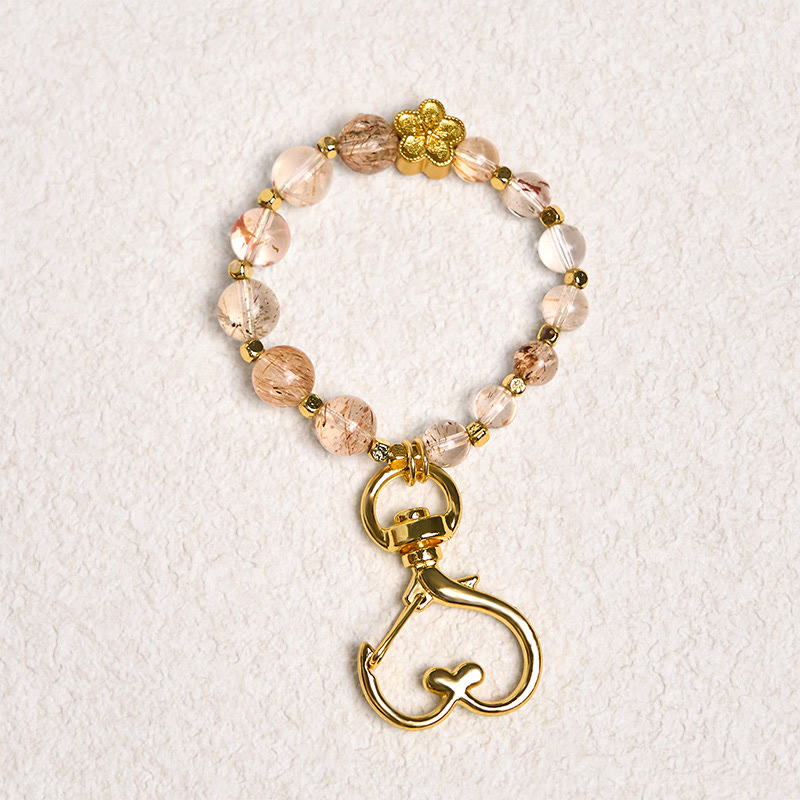Buddha Stones Natural Super Seven Crystal Plum Blossom Spiritual Chain Bag Hanging Decoration - image 1