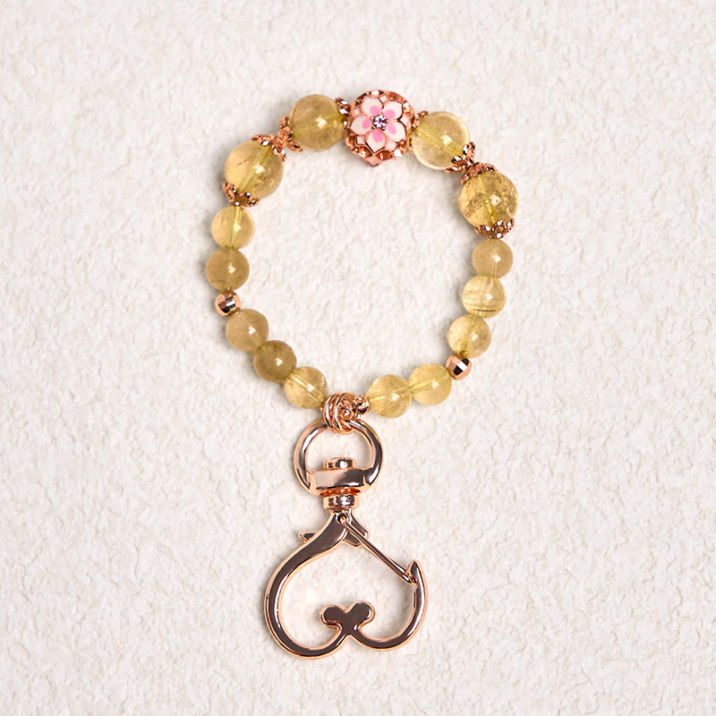 Buddha Stones Golden Rutilated Quartz Wealth Key Chain Hanging Decoration - image 1