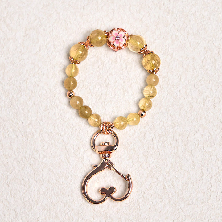Buddha Stones Golden Rutilated Quartz Wealth Key Chain Hanging Decoration - image 1