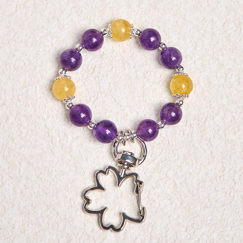 Buddha Stones Natural Amethyst Citrine Positive Key Chain Bag Hanging Decoration - image 1