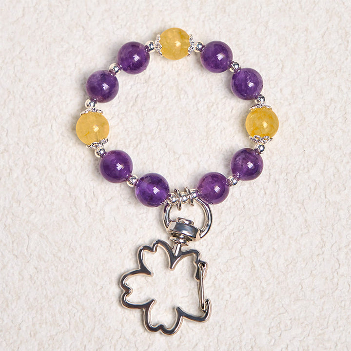 Buddha Stones Natural Amethyst Citrine Positive Key Chain Bag Hanging Decoration - image 1