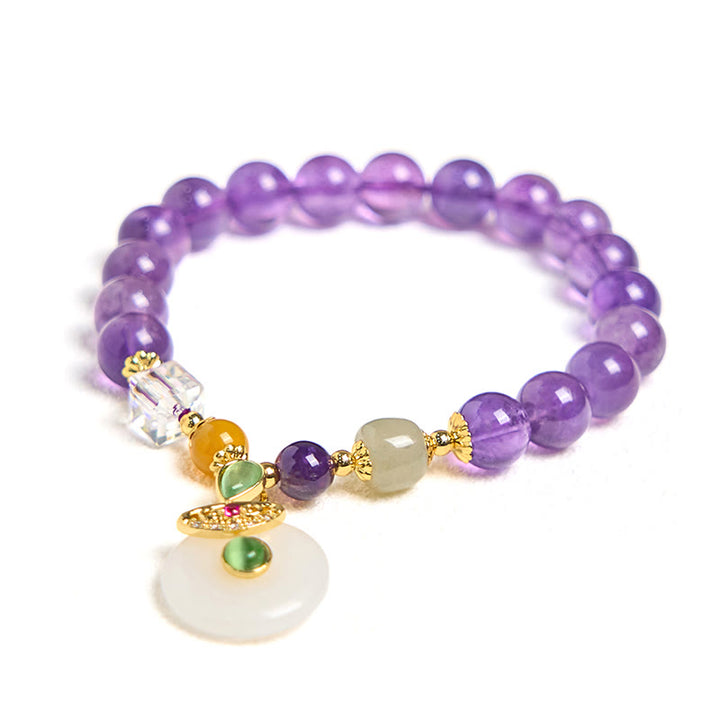 Buddha Stones Natural Amethyst Peace Buckle Charm Spiritual Bracelet - image 6