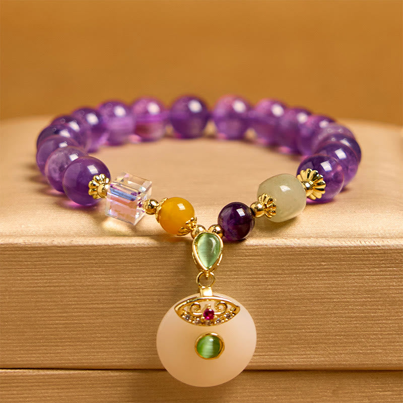 Buddha Stones Natural Amethyst Peace Buckle Charm Spiritual Bracelet - image 1