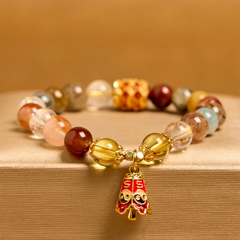Buddha Stones Natural Colorful Rutilated Quartz Yin Yang Protection Bracelet - image 1