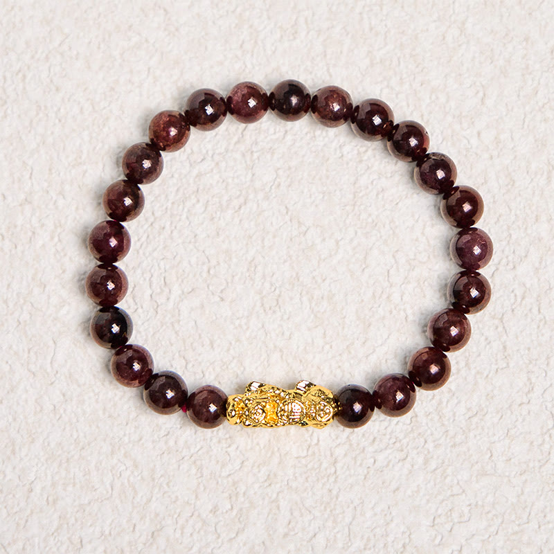 Buddha Stones Natural Garnet Beads PiXiu Protection Bracelet - image 5